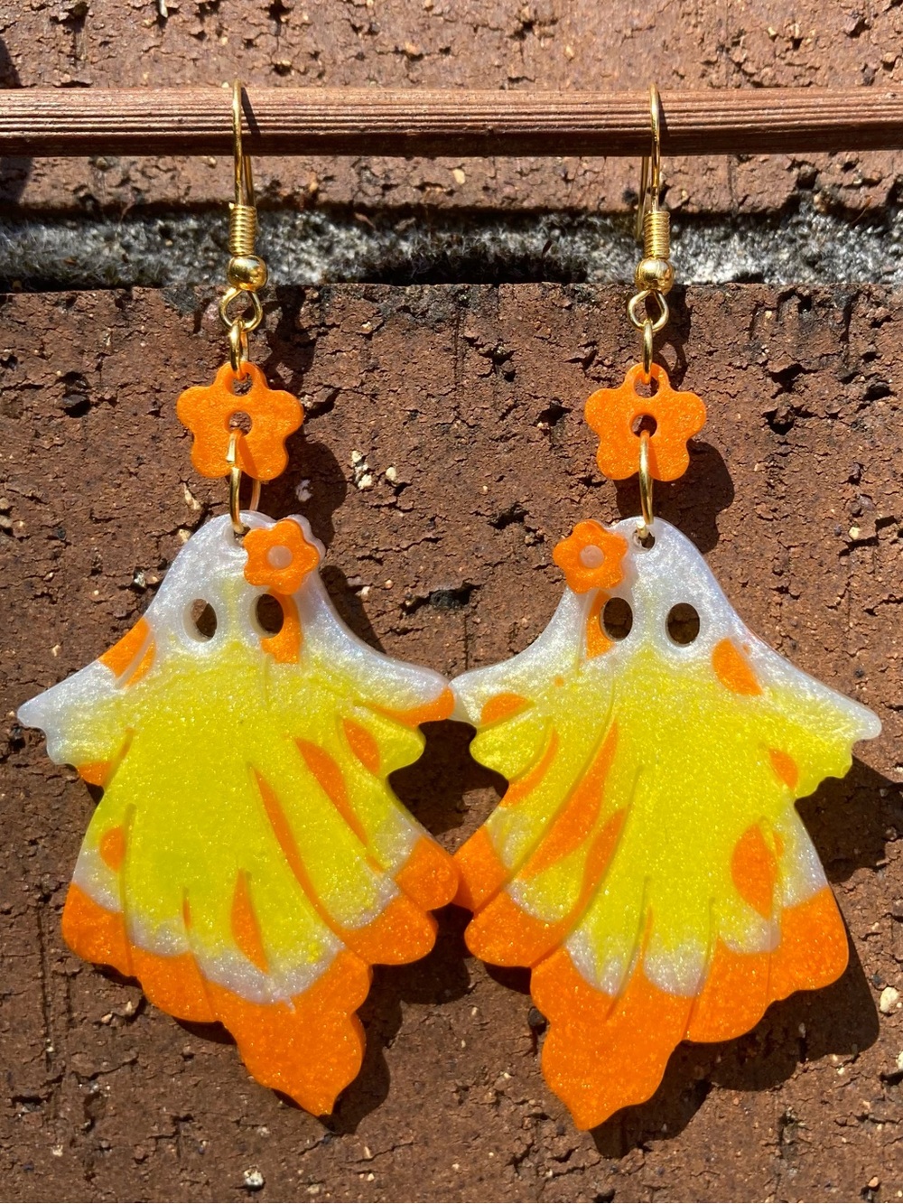 Candy Corn Inspired Ghost Earrings